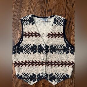 Vintage Wrangler Western Wear for Women Tribal Print Fleece Vest Cream Size L